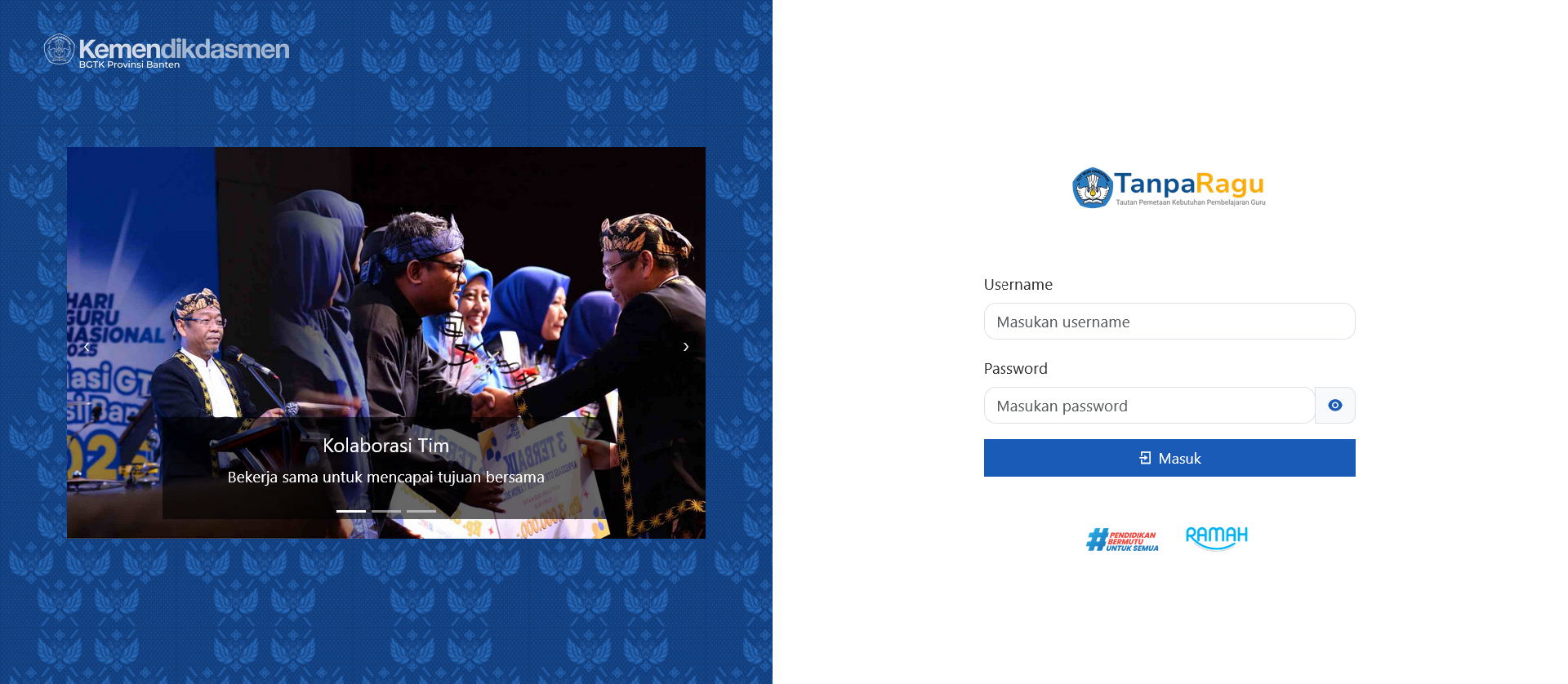 Aplikasi TanpaRagu (Tautan Pemetaan Kebutuhan Pembelajaran Guru) - BGTK Provinsi Banten